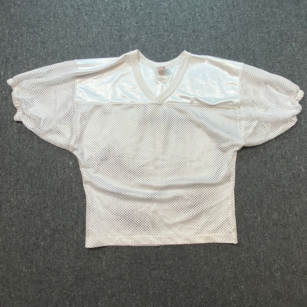 Adams Football Jersey S/M Mens White Mesh Streetwear Satin Shoulder Practice Top
